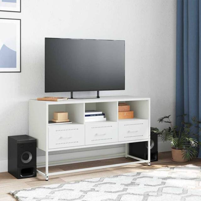 Berkfield Home TV Cabinet White 100.5x39x60.5 cm Steel - image 1