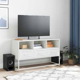 Berkfield Home TV Cabinet White 100.5x39x60.5 cm Steel - thumbnail 1