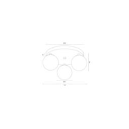 Netlighting Flavio Globe Ceiling 3 Light Brass Steel Glass Opal Matt IP44 in Gold - thumbnail 2