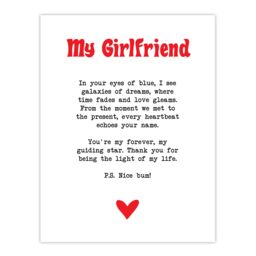 "Artery8 Love Poem Blue Eyes Girlfriend Romantic Poetry Wall Art Print in White - Size: W24"" x H32""" - thumbnail 1
