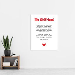"Artery8 Love Poem Blue Eyes Girlfriend Romantic Poetry Wall Art Print in White - Size: W24"" x H32""" - thumbnail 4