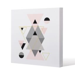 Benjamin Tate Design Pink & Grey Geometric Triangles (Canvas Print) / 46 x 46 x 4cm in Natural - Size: 46 x 46 x 4 cm - thumbnail 1