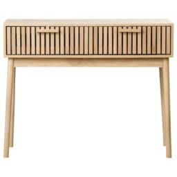 Wyld and Coco Console Table Light Brown MDF Two Drawers Solid Pine Legs - thumbnail 4