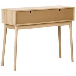 Wyld and Coco Console Table Light Brown MDF Two Drawers Solid Pine Legs - thumbnail 6