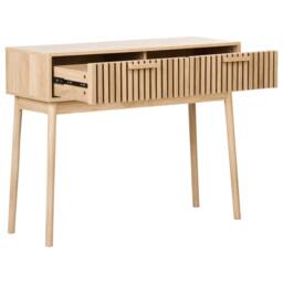 Wyld and Coco Console Table Light Brown MDF Two Drawers Solid Pine Legs - thumbnail 5