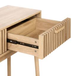 Wyld and Coco Console Table Light Brown MDF Two Drawers Solid Pine Legs - thumbnail 7