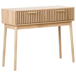 Wyld and Coco Console Table Light Brown MDF Two Drawers Solid Pine Legs - thumbnail 2