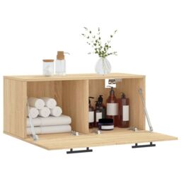 Berkfield Home Wall Cabinet Sonoma Oak 80x36.5x35 cm Engineered Wood in Brown - thumbnail 4
