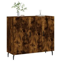 Berkfield Home Sideboard Smoked Oak 90x34x80 cm Engineered Wood in Brown - Size: 90 x 34 x 80 cm - thumbnail 3