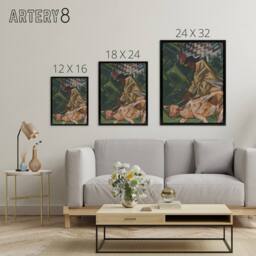 "Artery8 Opposite Abstract Geometric Kubincan Black Framed Canvas Art Print in Green - Size: W12"" x H16""" - thumbnail 4