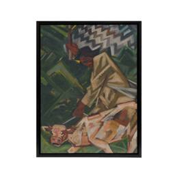"Artery8 Opposite Abstract Geometric Kubincan Black Framed Canvas Art Print in Green - Size: W12"" x H16""" - thumbnail 1