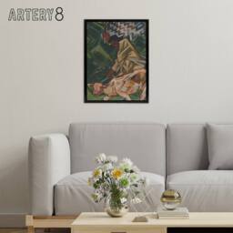 "Artery8 Opposite Abstract Geometric Kubincan Black Framed Canvas Art Print in Green - Size: W12"" x H16""" - thumbnail 3