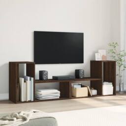 Berkfield Home TV Cabinets 2 pcs Brown Oak 75x30x50 cm Engineered Wood - Size: 75 x 30 x 50 cm - thumbnail 3