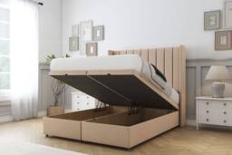 "Comfort Beds Palermo Plush Ottoman Bed Base-54"" Wingback Headboard in Stone - Size: Small Double" - thumbnail 2