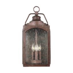 Netlighting Randhurst Outdoor 3 Light Large Wall Lantern Copper Oxide IP44 E14 in Brown - thumbnail 2