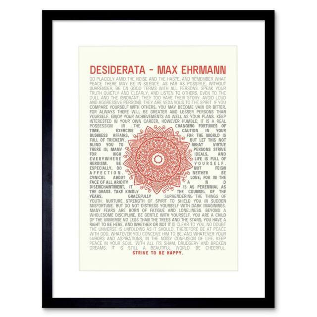 "Wee Blue Coo Desiderata Ehrman Mandala Artwork Home Decor 12x16"" Framed Art Print in Beige - Size: W12"" x H16""" - image 1