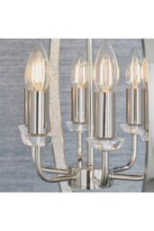 Netlighting Ritz 6 Light Ceiling Pendant Bright Nickel & Clear Faceted Acrylic E14 in Grey - thumbnail 6