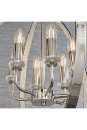 Netlighting Ritz 6 Light Ceiling Pendant Bright Nickel & Clear Faceted Acrylic E14 in Grey - thumbnail 5