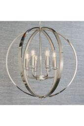 Netlighting Ritz 6 Light Ceiling Pendant Bright Nickel & Clear Faceted Acrylic E14 in Grey - thumbnail 2