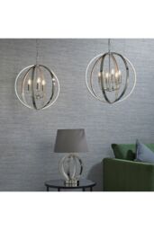 Netlighting Ritz 6 Light Ceiling Pendant Bright Nickel & Clear Faceted Acrylic E14 in Grey - thumbnail 4