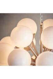 Netlighting Oscar Globe Pendant Satin Nickel Effect Plate & Gloss White Glass 28 Light Dimmable IP20 G9 in Grey - thumbnail 3