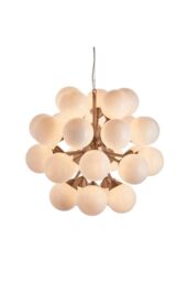 Netlighting Oscar Globe Pendant Satin Nickel Effect Plate & Gloss White Glass 28 Light Dimmable IP20 G9 in Grey - thumbnail 1