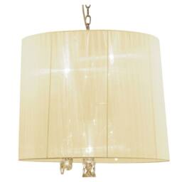 Netlighting Tiffany Pendant 3+3 Light E14+G9 French Gold Cream Shade & Crystal - thumbnail 4