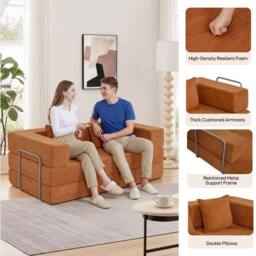 FORGEVIO Orange 200CM Sectional Sofa bed in Terracotta - Size: 0.6m2 - thumbnail 3