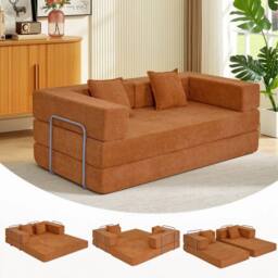 FORGEVIO Orange 200CM Sectional Sofa bed in Terracotta - Size: 0.6m2