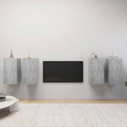 Berkfield Home TV Cabinets 4 pcs Concrete Grey 30.5x30x60 cm Engineered Wood - thumbnail 2
