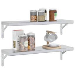 Berkfield Home Wall Shelves 2 pcs 75x23.5x3 cm Silver Stainless Steel - thumbnail 4
