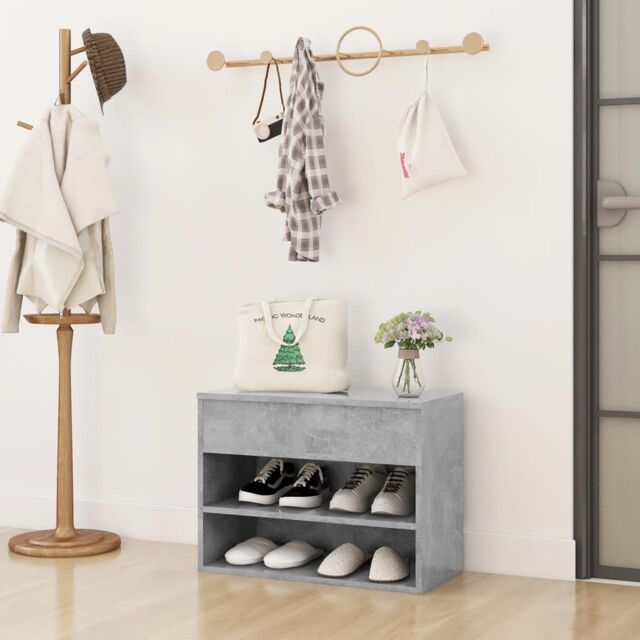 Berkfield Home Shoe Bench Concrete Grey 60x30x45 cm Engineered Wood - Size: 60 x 30 x 45 cm - image 1