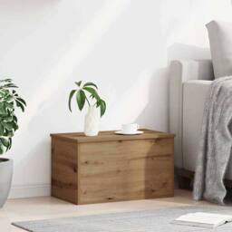 Berkfield Home Storage Box with Lid Artisan Oak 60x35x35 cm Engineered Wood in Brown - Size: 60 x 35 x 35 cm - thumbnail 4