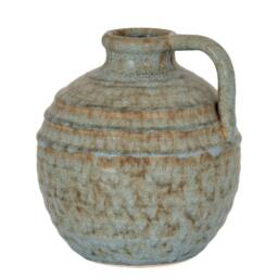 Wyld Haus Kala Large Rustic Ceramic Jug Vase with Handle in Grey - thumbnail 2