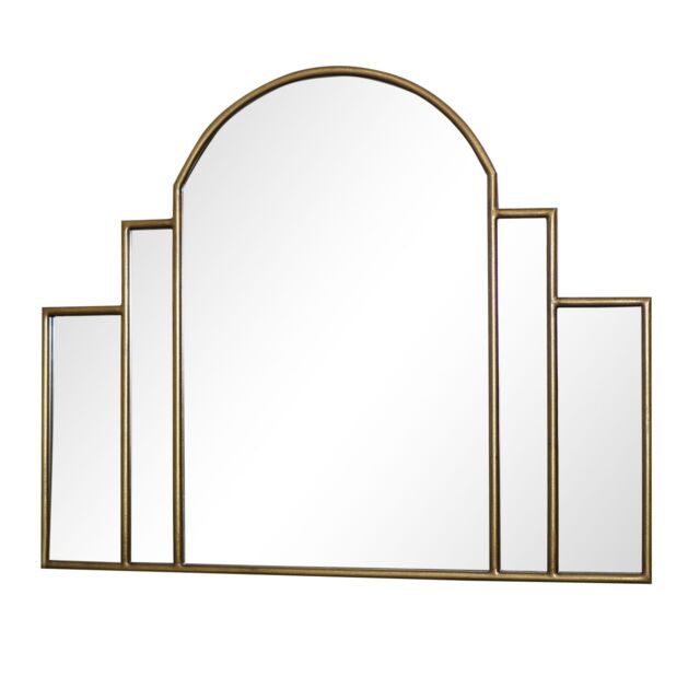 Melody Maison Large Gold Art Deco Arch Fan Mirror 80cm X 65cm - Size: 80 cm X 65 cm - image 1