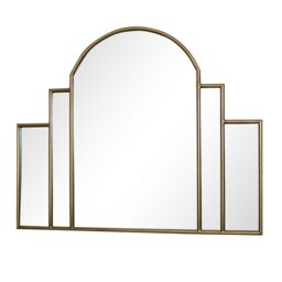Melody Maison Large Gold Art Deco Arch Fan Mirror 80cm X 65cm - Size: 80 cm X 65 cm - thumbnail 1