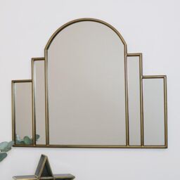 Melody Maison Large Gold Art Deco Arch Fan Mirror 80cm X 65cm - Size: 80 cm X 65 cm - thumbnail 2