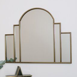 Melody Maison Large Gold Art Deco Arch Fan Mirror 80cm X 65cm - Size: 80 cm X 65 cm - thumbnail 3