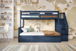 Flair Tag Triple Staircase Bunk Bed with Trundle in Blue - Size: Double - thumbnail 4