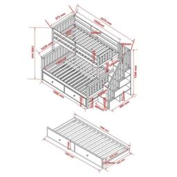 Flair Tag Triple Staircase Bunk Bed with Trundle in Blue - Size: Double - thumbnail 7