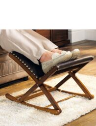 Chums Rocking Footstool Solid Wood Adjustable Foot Rest Stylish & Comfy in Dark Brown - thumbnail 3
