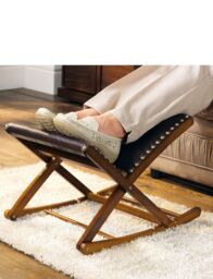 Chums Rocking Footstool Solid Wood Adjustable Foot Rest Stylish & Comfy in Dark Brown - thumbnail 1