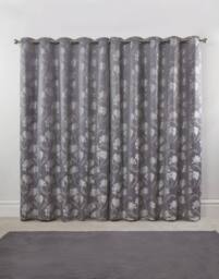 New Edge Blinds English Garden Lined Eyelet Jacquard Curtains in Grey - Size: 168 cm width x 137 cm drop - thumbnail 3