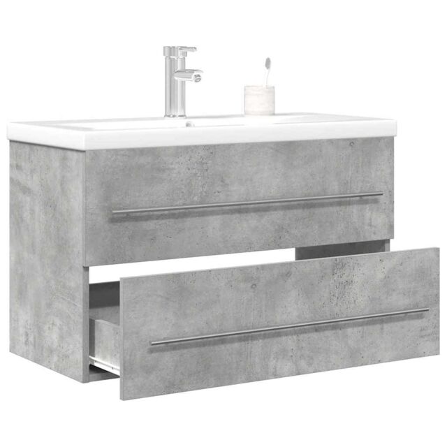 Berkfield Home 2 Piece Bathroom Furniture Set Concrete Grey Engineered Wood - image 1