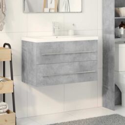 Berkfield Home 2 Piece Bathroom Furniture Set Concrete Grey Engineered Wood - thumbnail 3