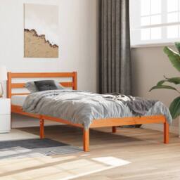 Berkfield Home Beautiful Bed Frame Frame Wax Brown 75x190 cm Small Single Solid - thumbnail 2