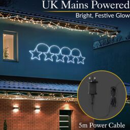 Christow Star Rope Light Outdoor Christmas Decoration Large LED Xmas Wall Silhouette 2m in White - thumbnail 6