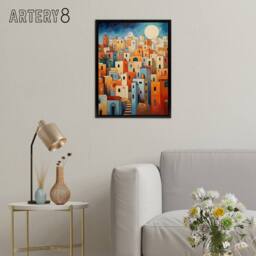 "Artery8 Abstract Morocco Cityscape Framed Canvas Wall Art Print - Size: W12"" x H16""" - thumbnail 3