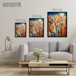 "Artery8 Abstract Morocco Cityscape Framed Canvas Wall Art Print - Size: W12"" x H16""" - thumbnail 4