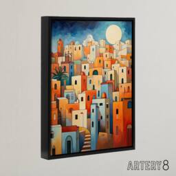 "Artery8 Abstract Morocco Cityscape Framed Canvas Wall Art Print - Size: W12"" x H16""" - thumbnail 2